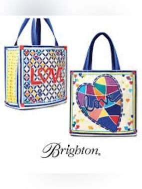 Women's Brighton Cherished Love HEARTS Canvas Tote Bag NWT